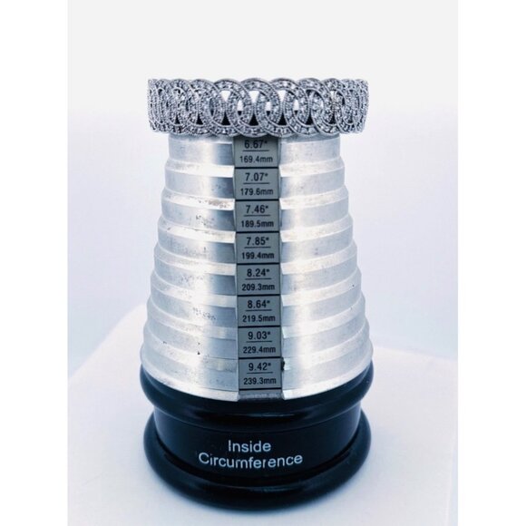 Vintage Sterling Silver 925 CZ Interlocking Circle Cuff Bangle Bracelet 39.5g - Picture 7 of 13